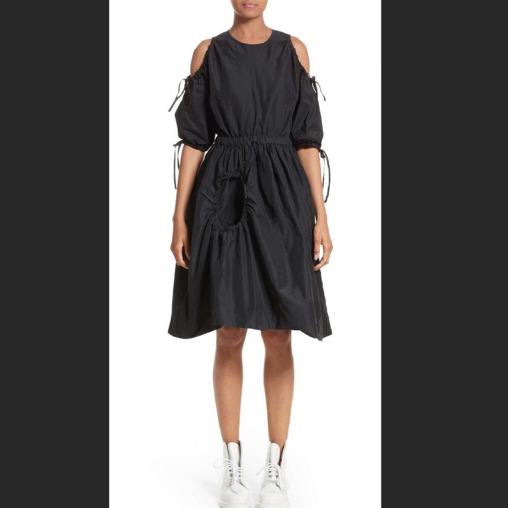 cold shoulder drawstring dress